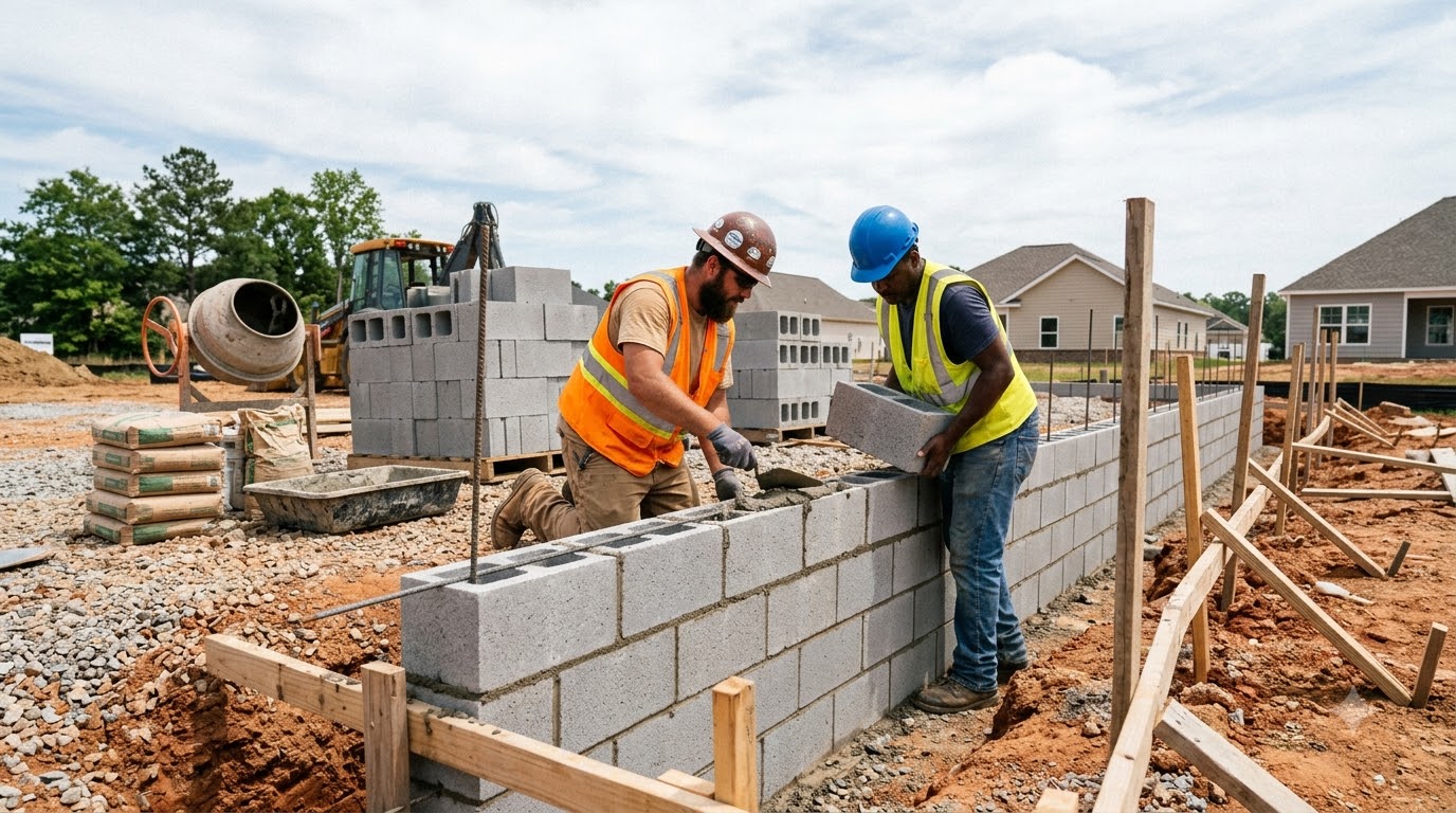 Masonry foundation work